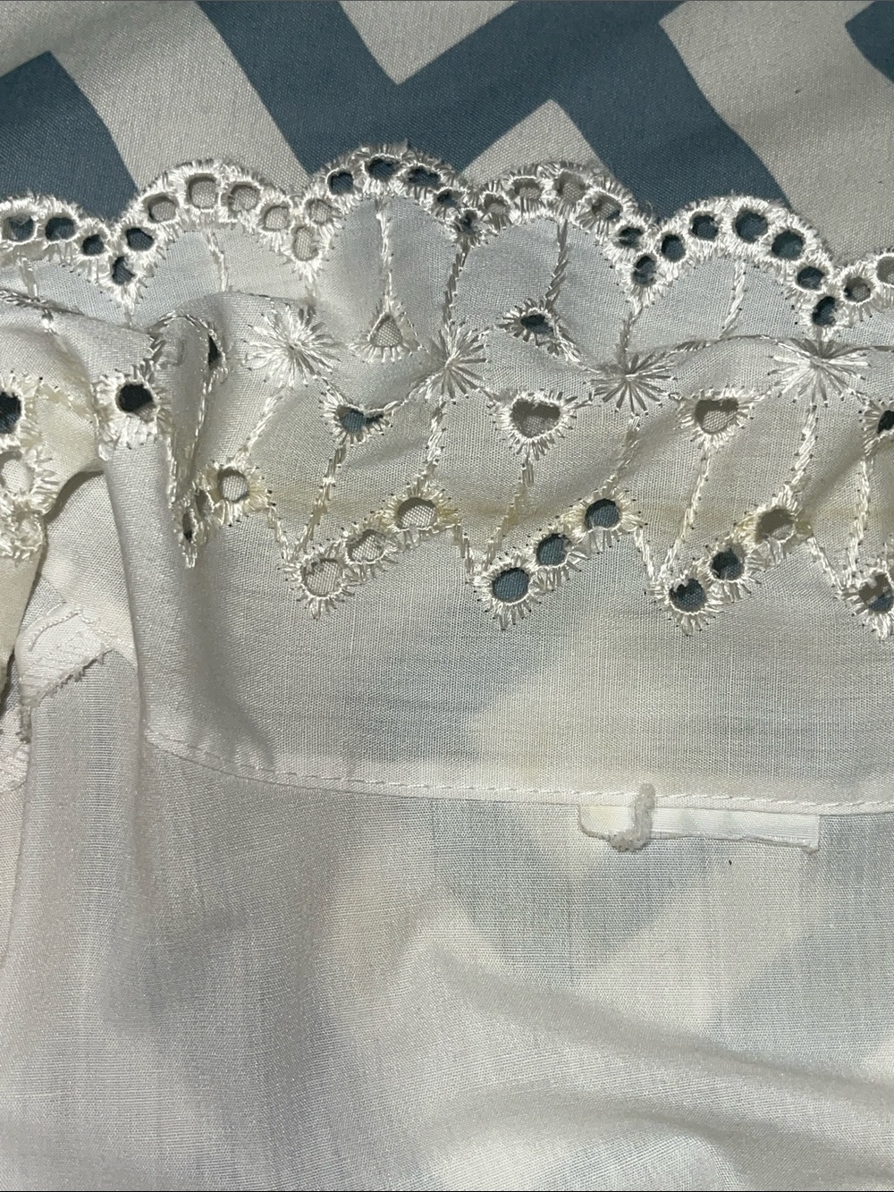 White Eyelet Lace Trim Top